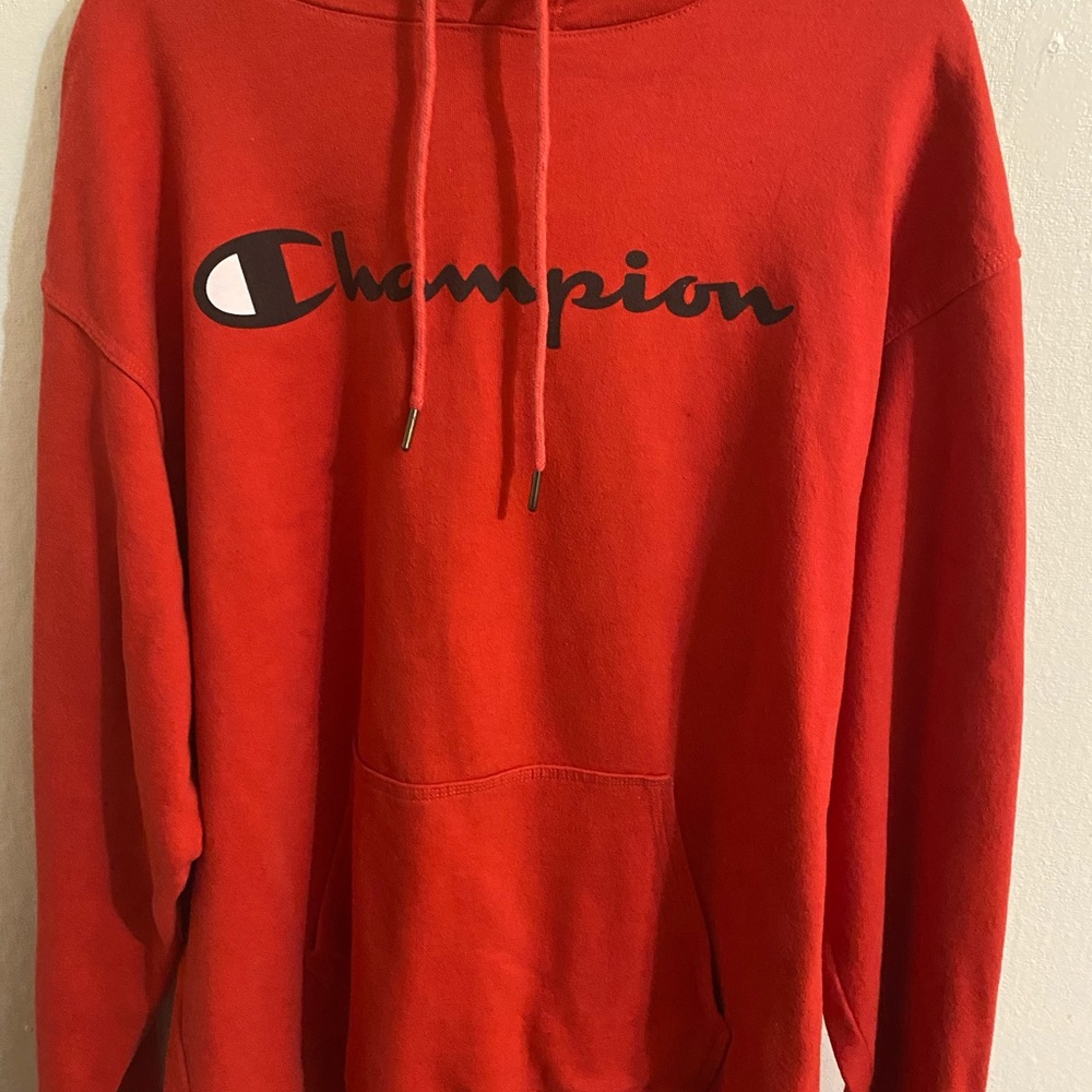 Red champion hoodie